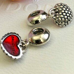Pair of 2 Mother and Daughter You & Me PANDORA Charms Family Hearts Love July 4